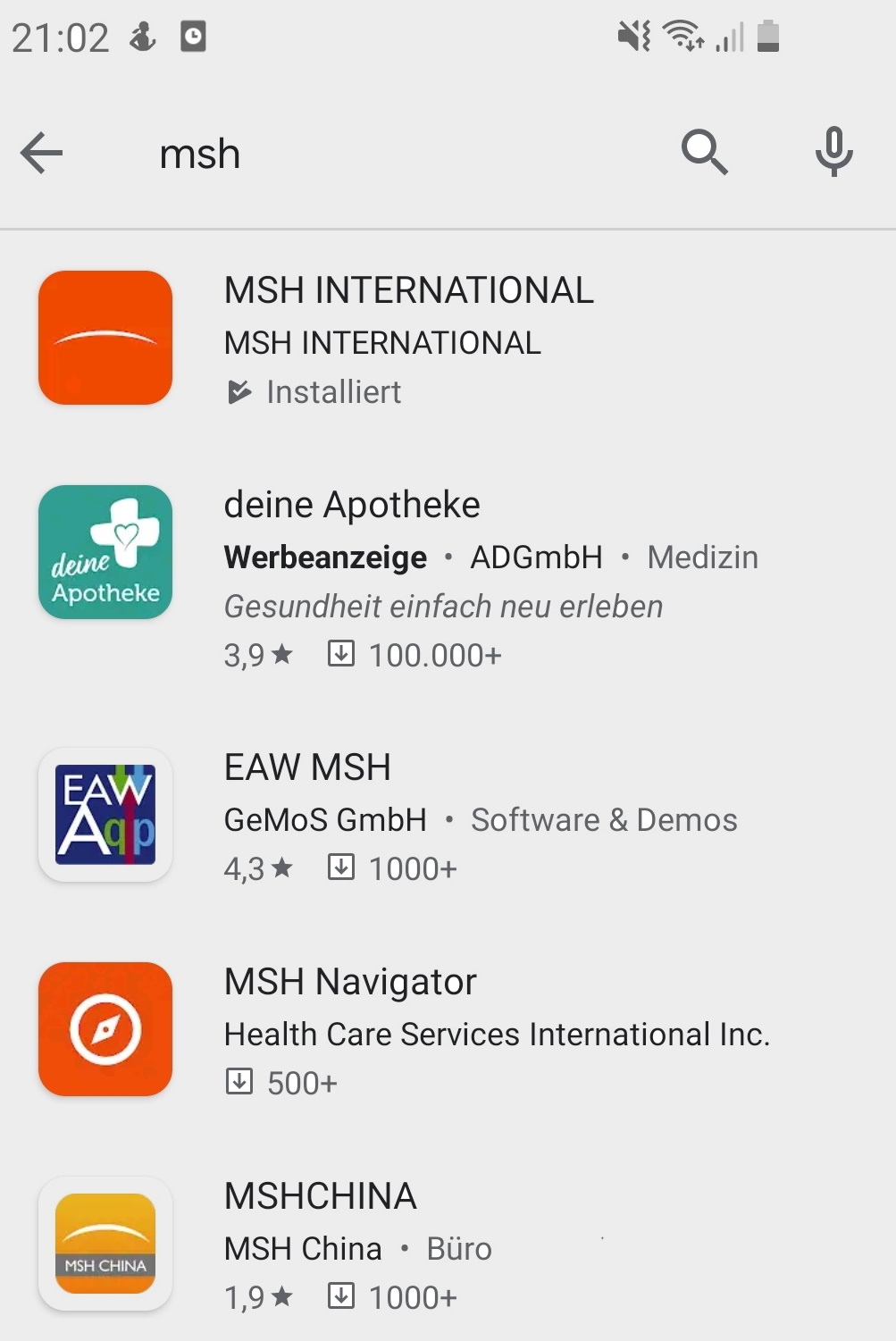 Screenshot MSH Google Play Store