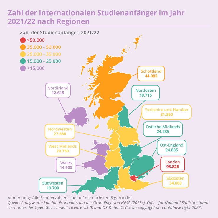 WELTWEIT INTERNATIONALEN Studienanfaenger UK 2021 2022 Regionen