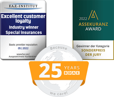 F.A.Z. - Institut - Excellent customer loyalty - 02 | 2022 and 25 Years BDAE | Assekuranz Award
